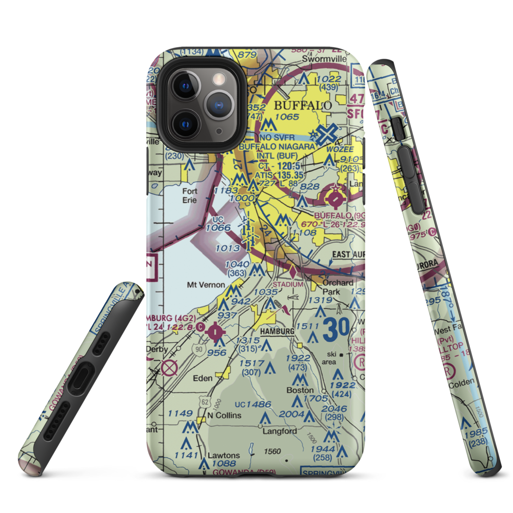 Heussler Hamburg Heliport (O01) VFR Sectional  Tough iPhone Case iPhone 11 Pro Max model shown