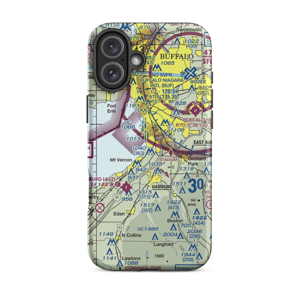 Heussler Hamburg Heliport (O01) VFR Sectional  Tough iPhone Case iPhone 16 Plus model shown