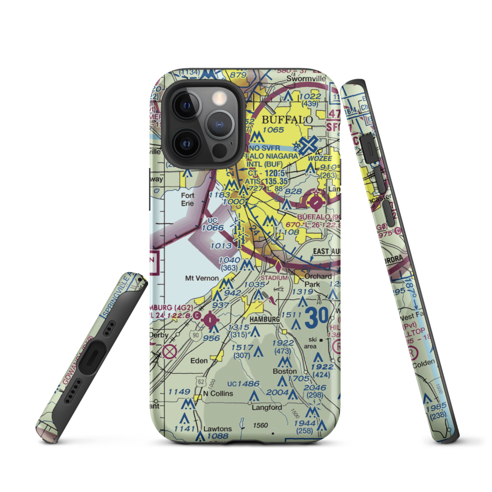 Heussler Hamburg Heliport (O01) VFR Sectional  Tough iPhone Case iPhone 12 Pro model shown