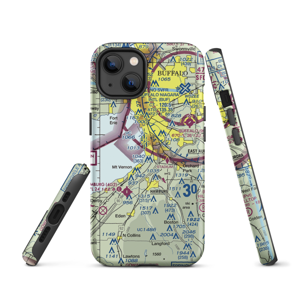 Heussler Hamburg Heliport (O01) VFR Sectional  Tough iPhone Case iPhone 13 model shown