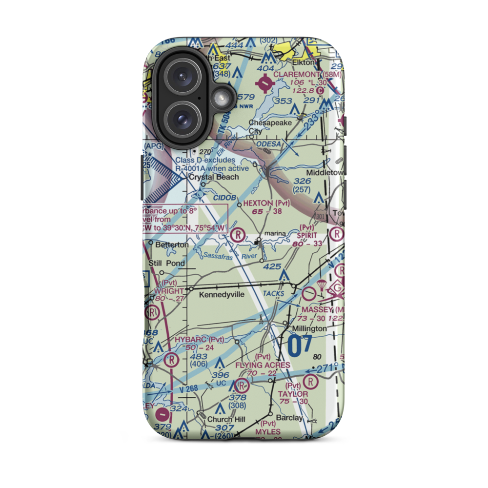 Hexton Farms Airport (MD93) VFR Sectional  Tough iPhone Case iPhone 16 Plus model shown