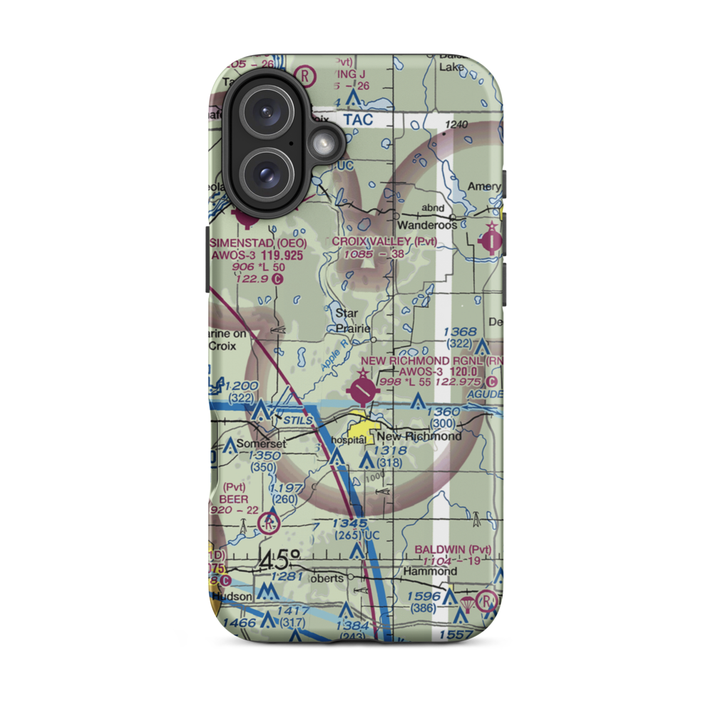 Hexum Flight Park Ultralightport (WS30) VFR Sectional  Tough iPhone Case iPhone 16 Plus model shown