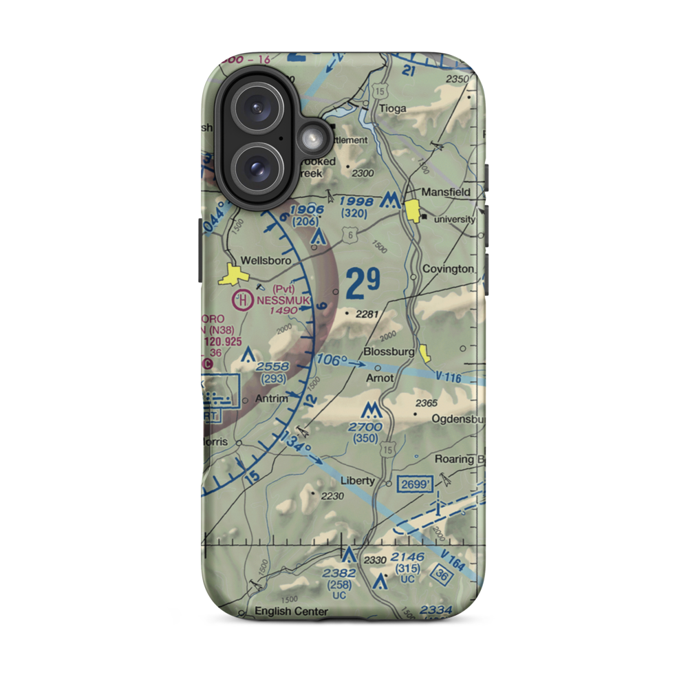 Hi Line Lodge Airport (61PA) VFR Sectional  Tough iPhone Case iPhone 16 Plus model shown