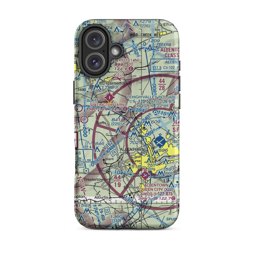 Hi-Vu Airport (PA65) VFR Sectional  Tough iPhone Case iPhone 16 Plus model shown