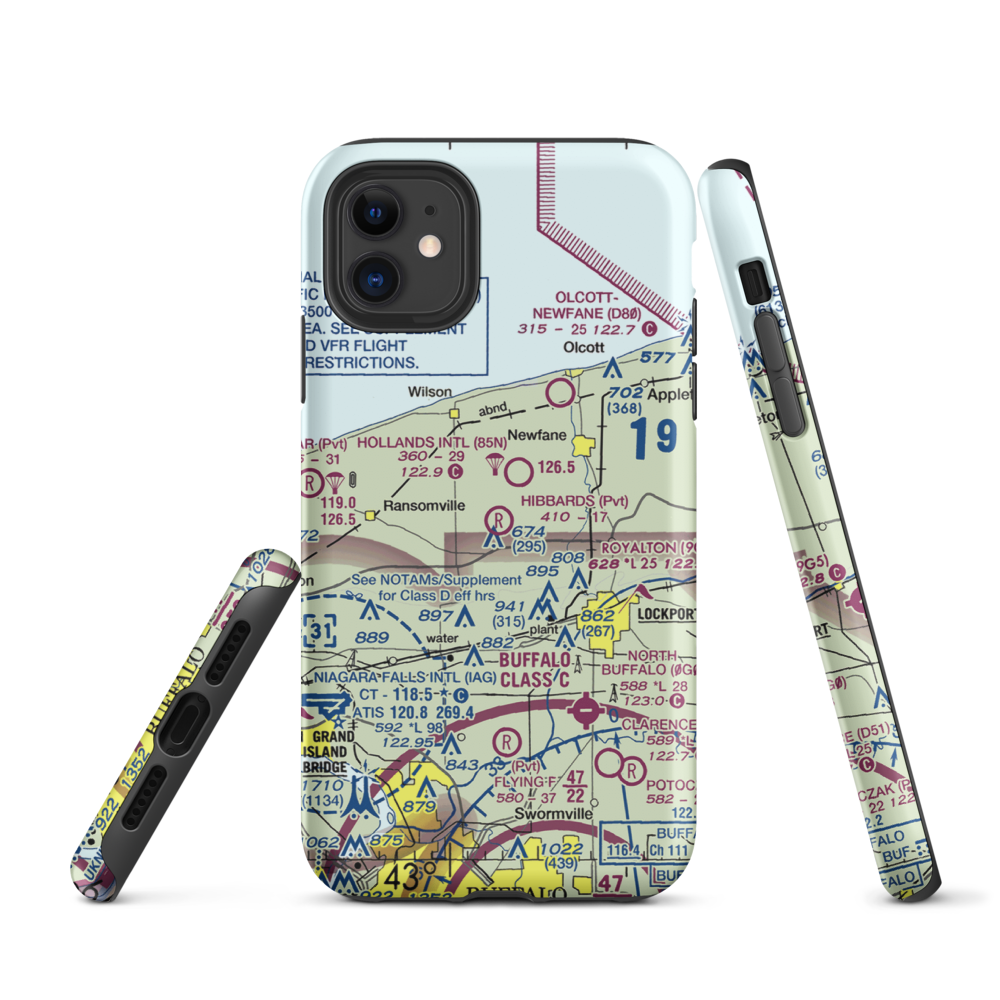 Hibbard's Airport (99NY) VFR Sectional  Tough iPhone Case iPhone 11 model shown