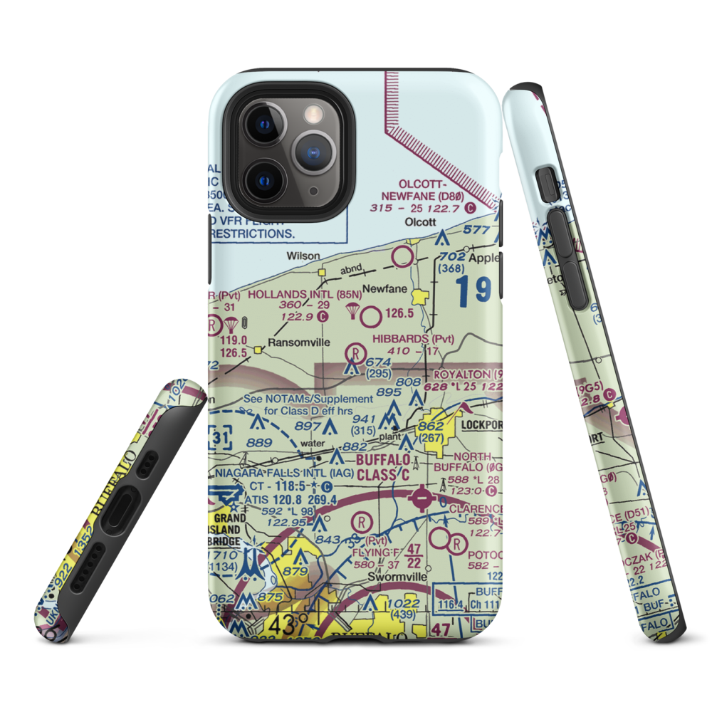 Hibbard's Airport (99NY) VFR Sectional  Tough iPhone Case iPhone 11 Pro model shown
