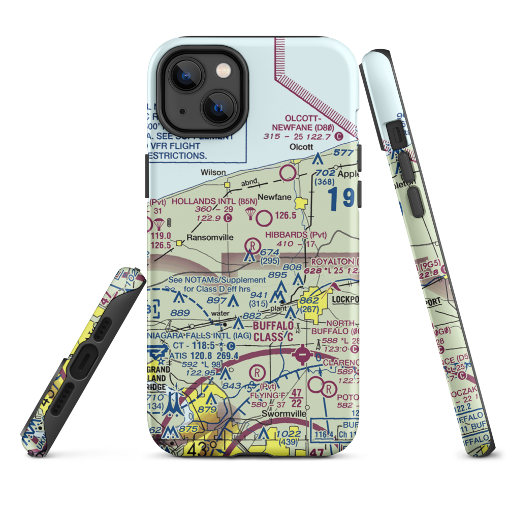 Hibbard's Airport (99NY) VFR Sectional  Tough iPhone Case iPhone 14 Plus model shown
