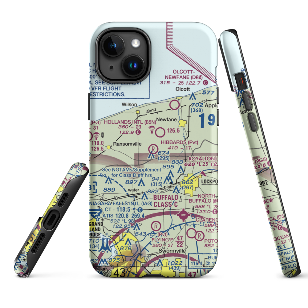 Hibbard's Airport (99NY) VFR Sectional  Tough iPhone Case iPhone 15 Plus model shown