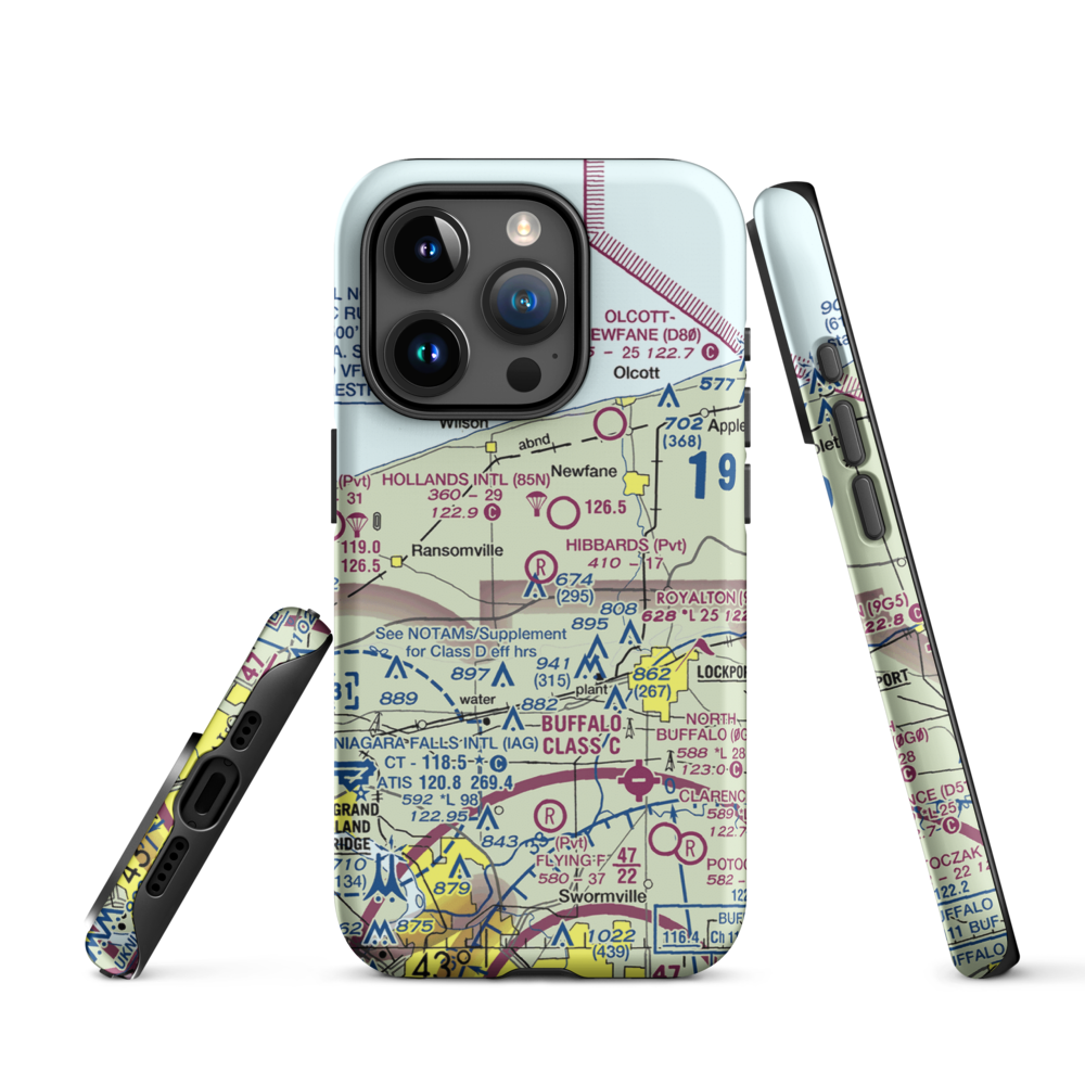 Hibbard's Airport (99NY) VFR Sectional  Tough iPhone Case iPhone 15 Pro model shown