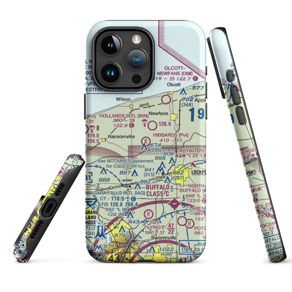 Hibbard's Airport (99NY) VFR Sectional  Tough iPhone Case iPhone 15 Pro Max model shown