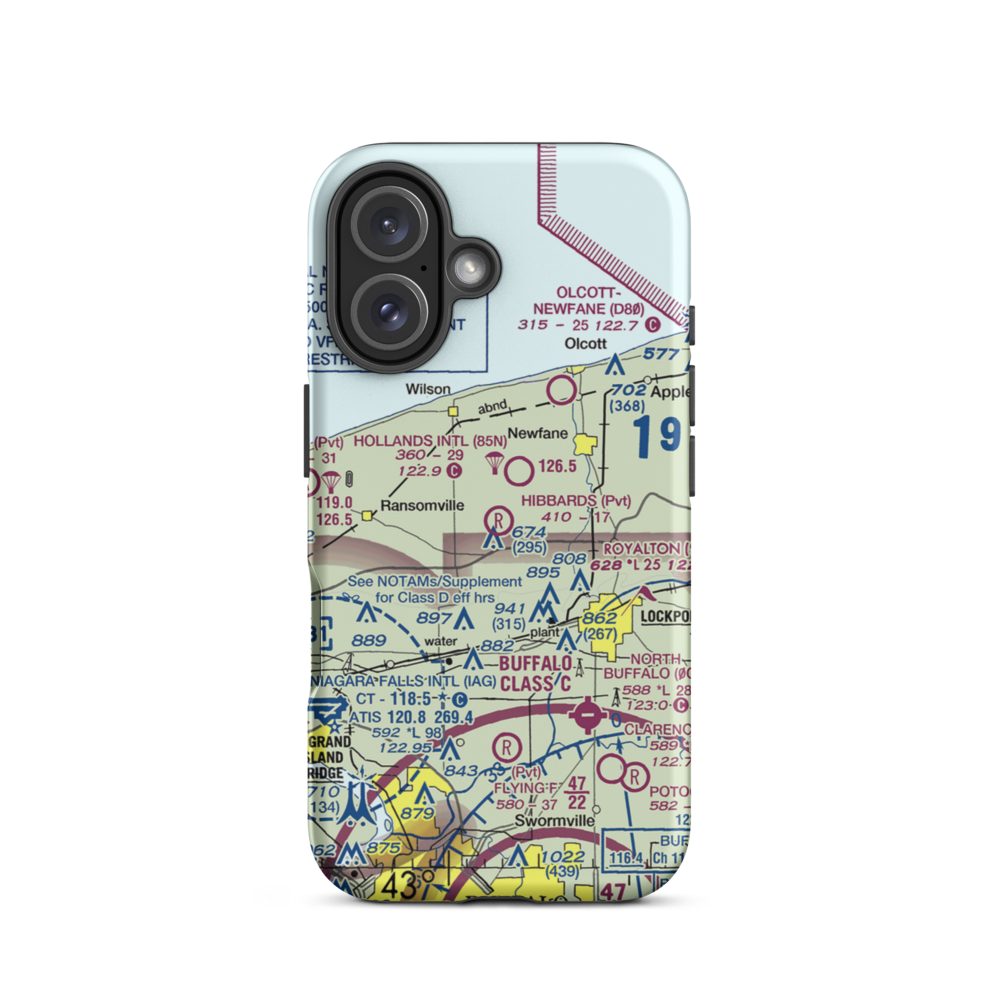 Hibbard's Airport (99NY) VFR Sectional  Tough iPhone Case iPhone 16 model shown