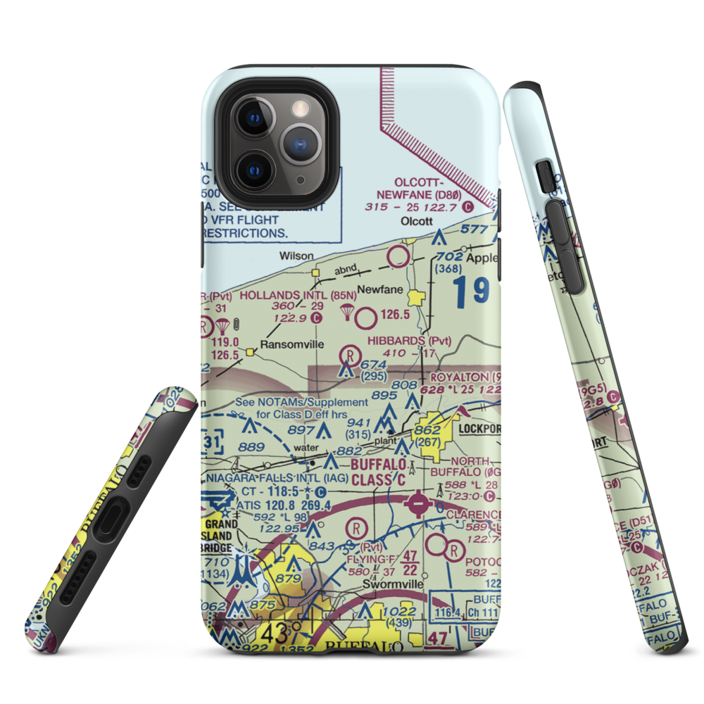 Hibbard's Airport (99NY) VFR Sectional  Tough iPhone Case iPhone 11 Pro Max model shown