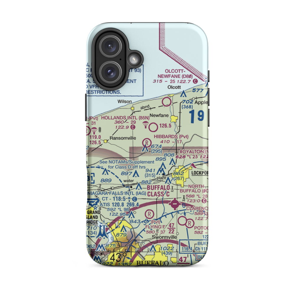Hibbard's Airport (99NY) VFR Sectional  Tough iPhone Case iPhone 16 Plus model shown