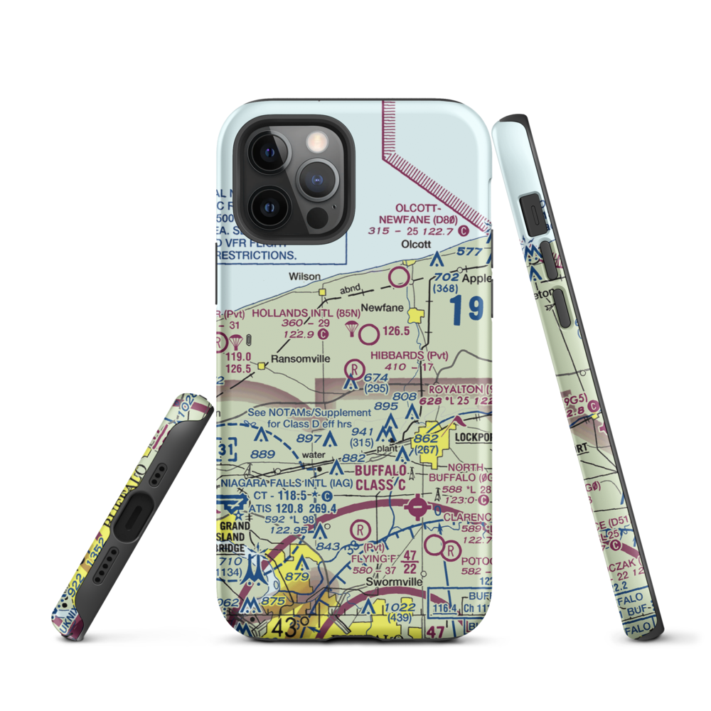 Hibbard's Airport (99NY) VFR Sectional  Tough iPhone Case iPhone 12 Pro model shown