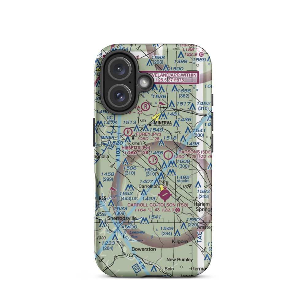 Hibbetts Airport (OI11) VFR Sectional  Tough iPhone Case iPhone 16 model shown