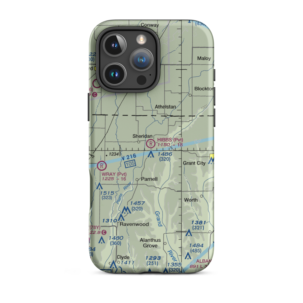 Hibbs Farm Airport (MO62) VFR Sectional  Tough iPhone Case iPhone 16 Pro Max model shown
