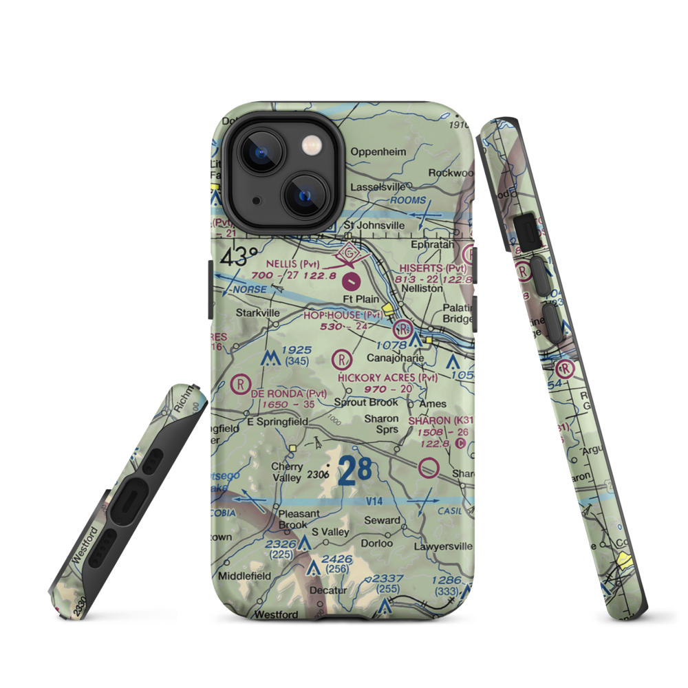 Hickory Acres Airport (NY88) VFR Sectional  Tough iPhone Case iPhone 14 model shown