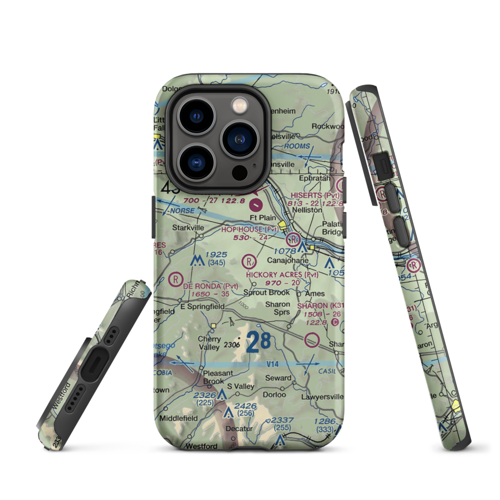 Hickory Acres Airport (NY88) VFR Sectional  Tough iPhone Case iPhone 14 Pro model shown