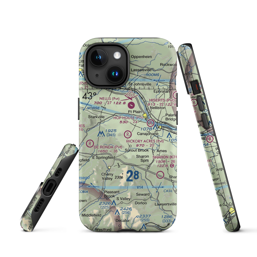 Hickory Acres Airport (NY88) VFR Sectional  Tough iPhone Case iPhone 15 model shown