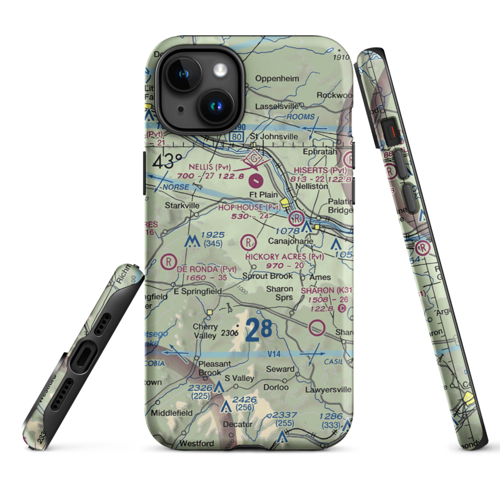 Hickory Acres Airport (NY88) VFR Sectional  Tough iPhone Case iPhone 15 Plus model shown