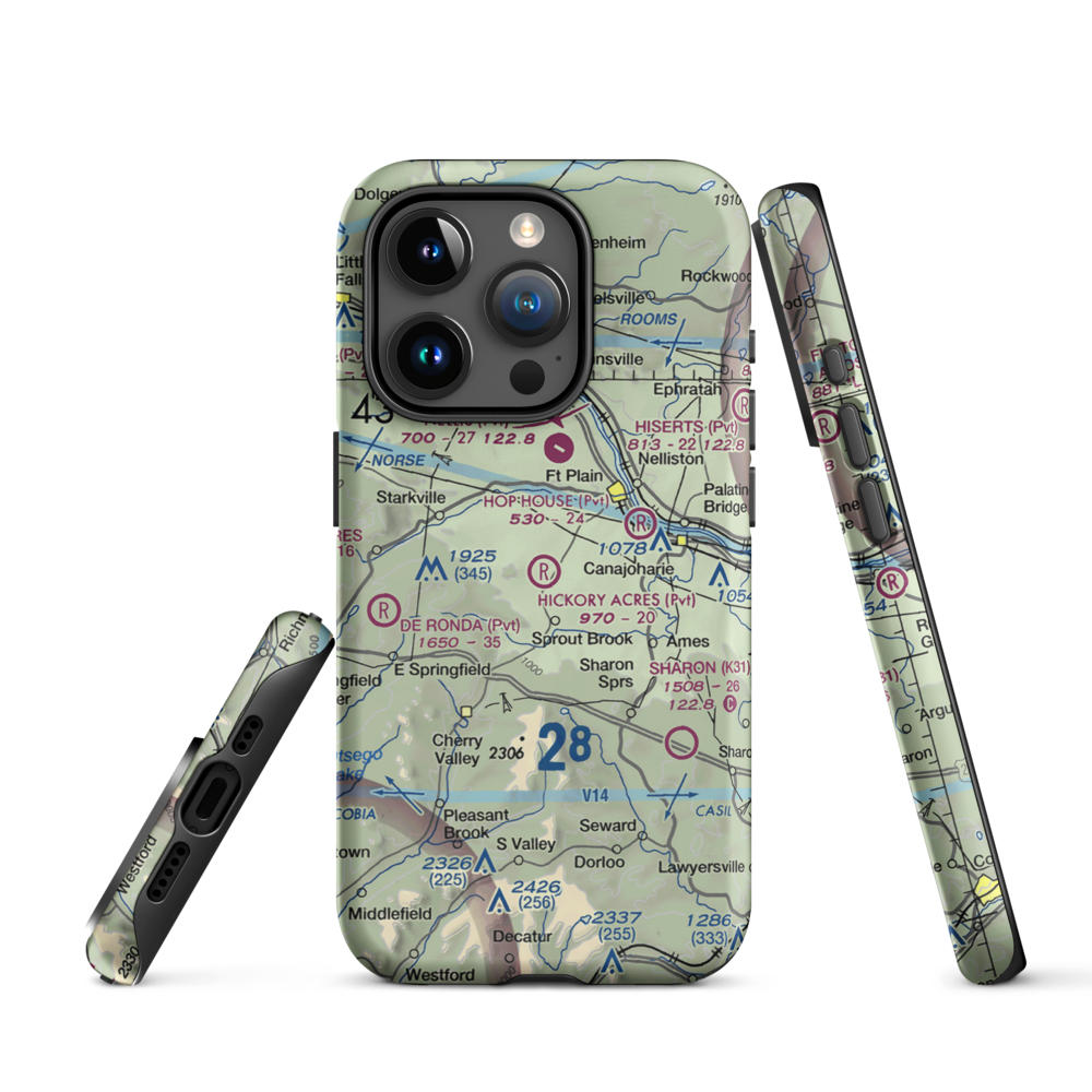 Hickory Acres Airport (NY88) VFR Sectional  Tough iPhone Case iPhone 15 Pro model shown