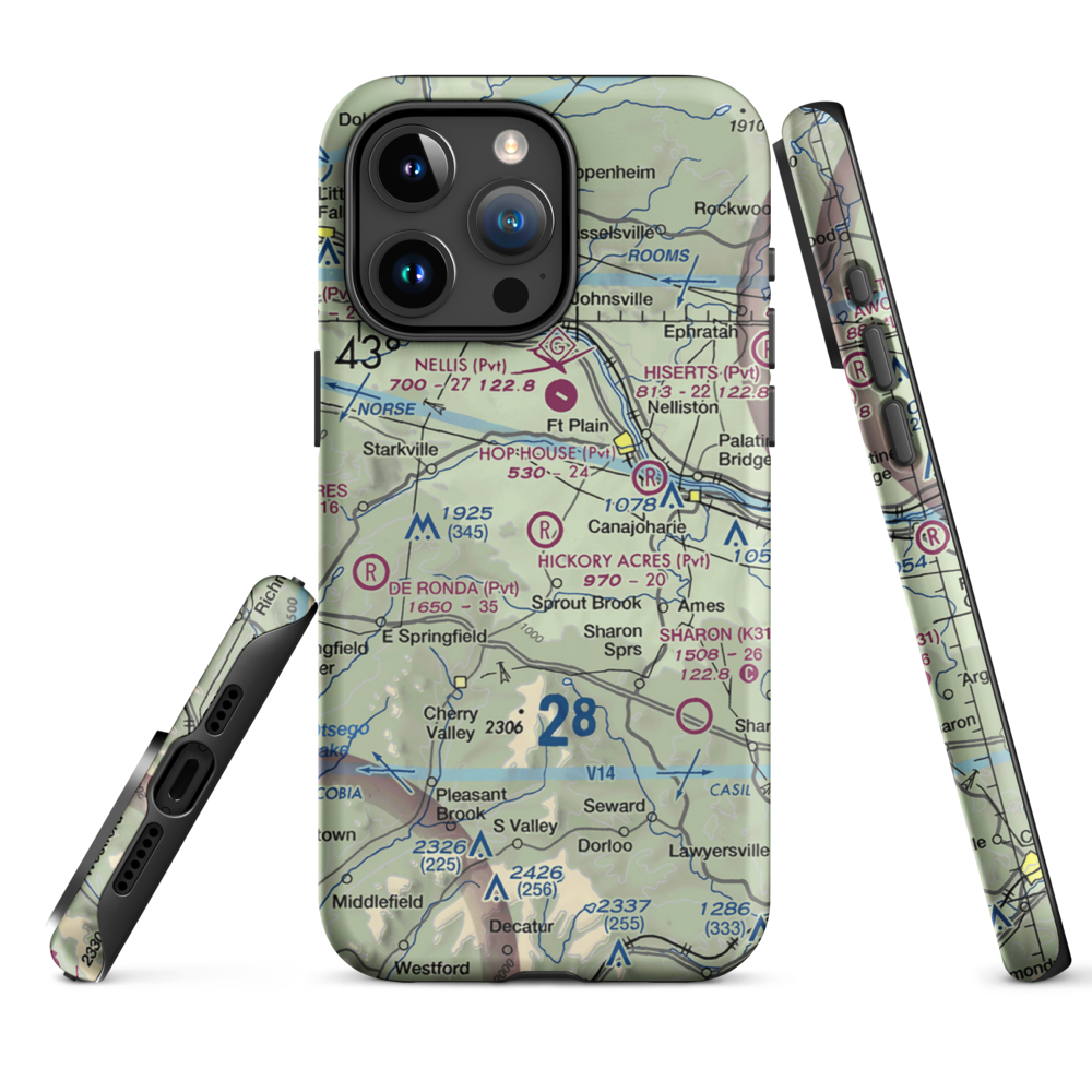Hickory Acres Airport (NY88) VFR Sectional  Tough iPhone Case iPhone 15 Pro Max model shown