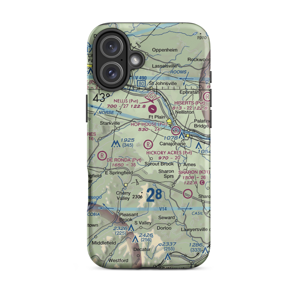 Hickory Acres Airport (NY88) VFR Sectional  Tough iPhone Case iPhone 16 Plus model shown