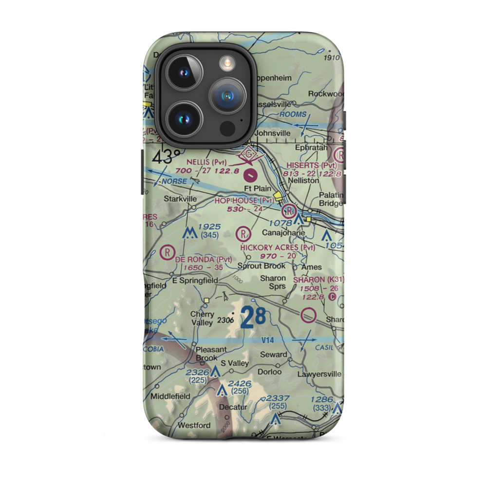 Hickory Acres Airport (NY88) VFR Sectional  Tough iPhone Case iPhone 16 Pro Max model shown
