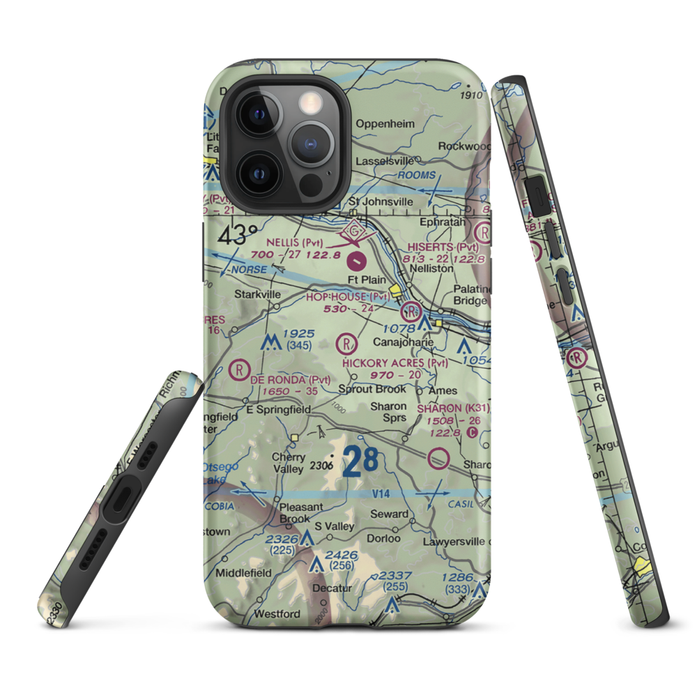 Hickory Acres Airport (NY88) VFR Sectional  Tough iPhone Case iPhone 12 Pro Max model shown