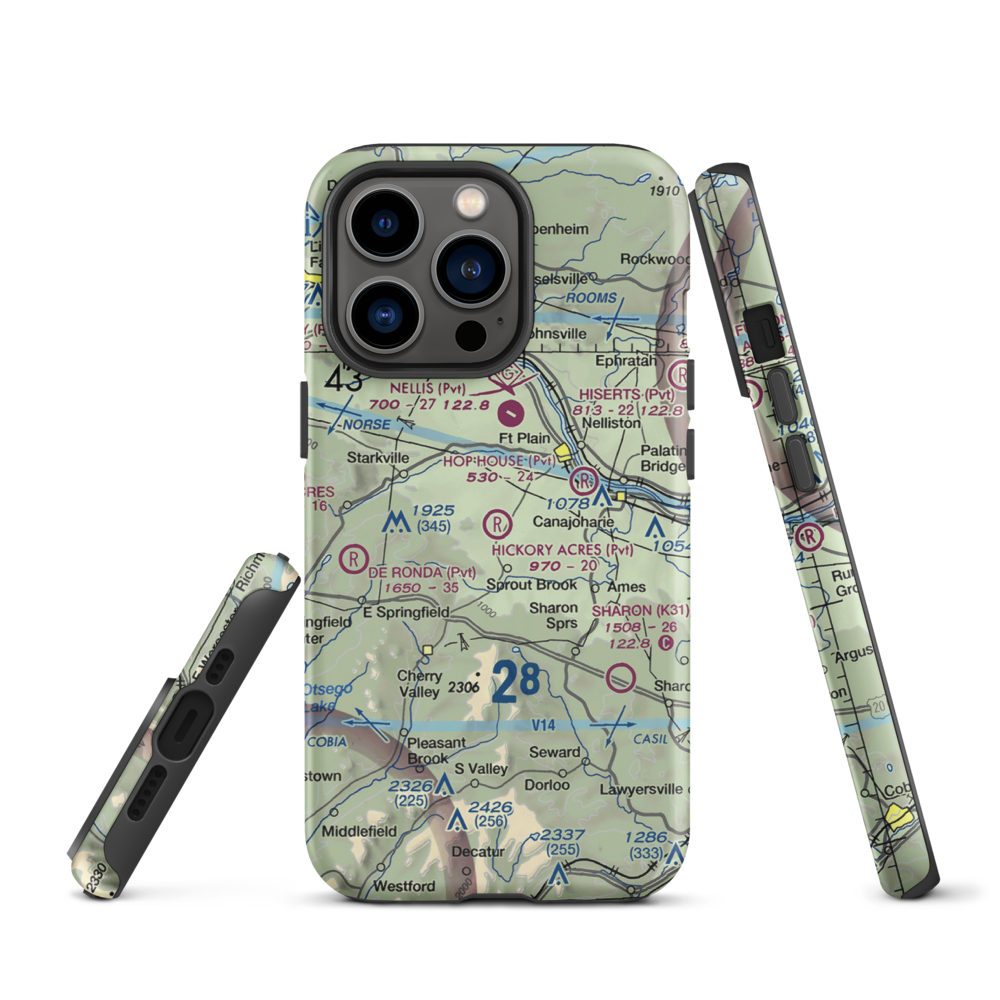 Hickory Acres Airport (NY88) VFR Sectional  Tough iPhone Case iPhone 13 Pro model shown