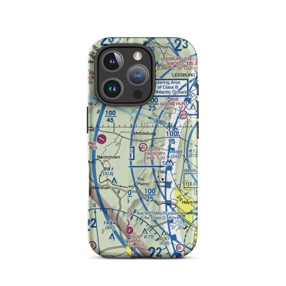 Hickory Tree Farm Airport (VA79) VFR Sectional  Tough iPhone Case iPhone 16 Pro model shown