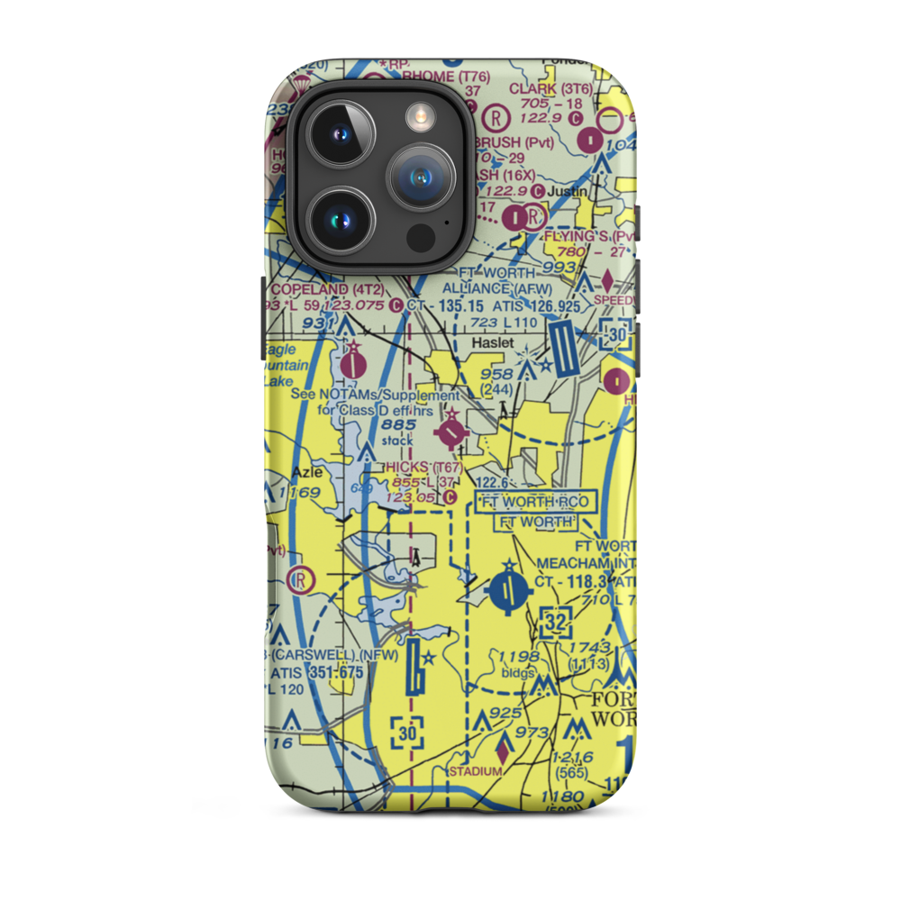 Hicks Air Field (T67) VFR Sectional  Tough iPhone Case iPhone 16 Pro Max model shown