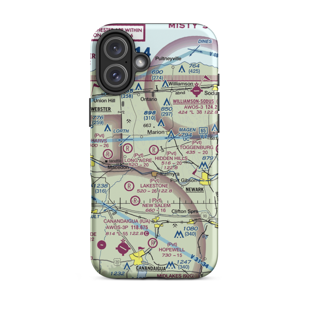 Hidden Hills Ranch Airport (NY33) VFR Sectional  Tough iPhone Case iPhone 16 Plus model shown