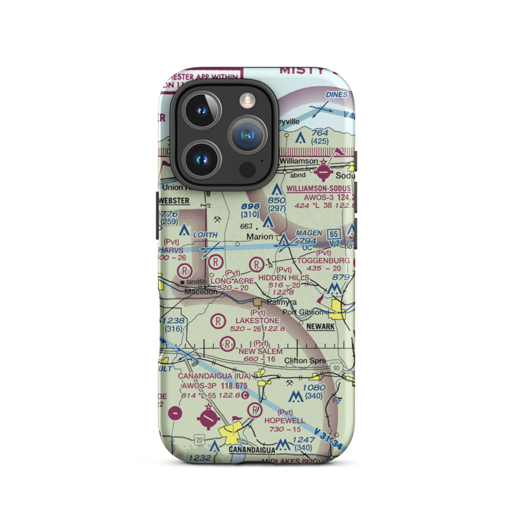 Hidden Hills Ranch Airport (NY33) VFR Sectional  Tough iPhone Case iPhone 16 Pro model shown