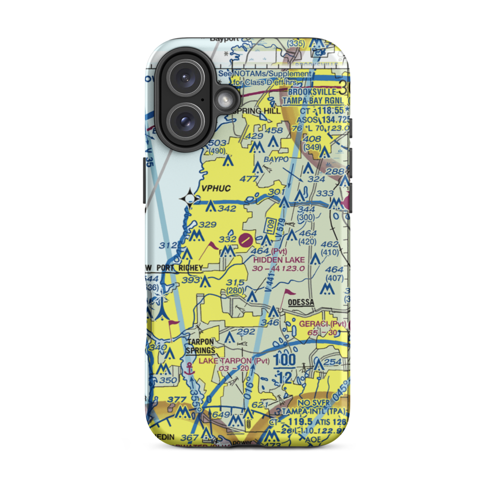 Hidden Lake Airport (FA40) VFR Sectional  Tough iPhone Case iPhone 16 Plus model shown