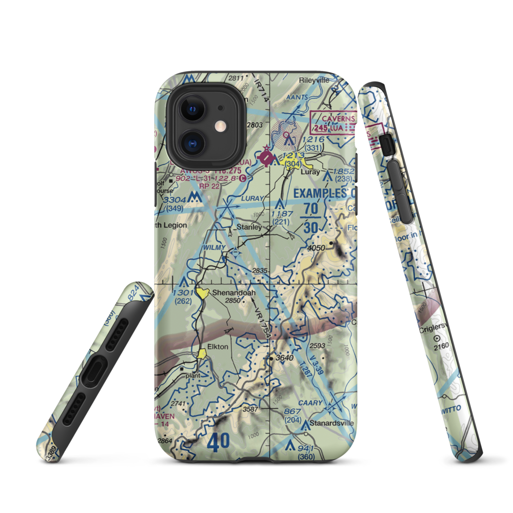 Hidden River Airport (89VA) VFR Sectional  Tough iPhone Case iPhone 11 model shown