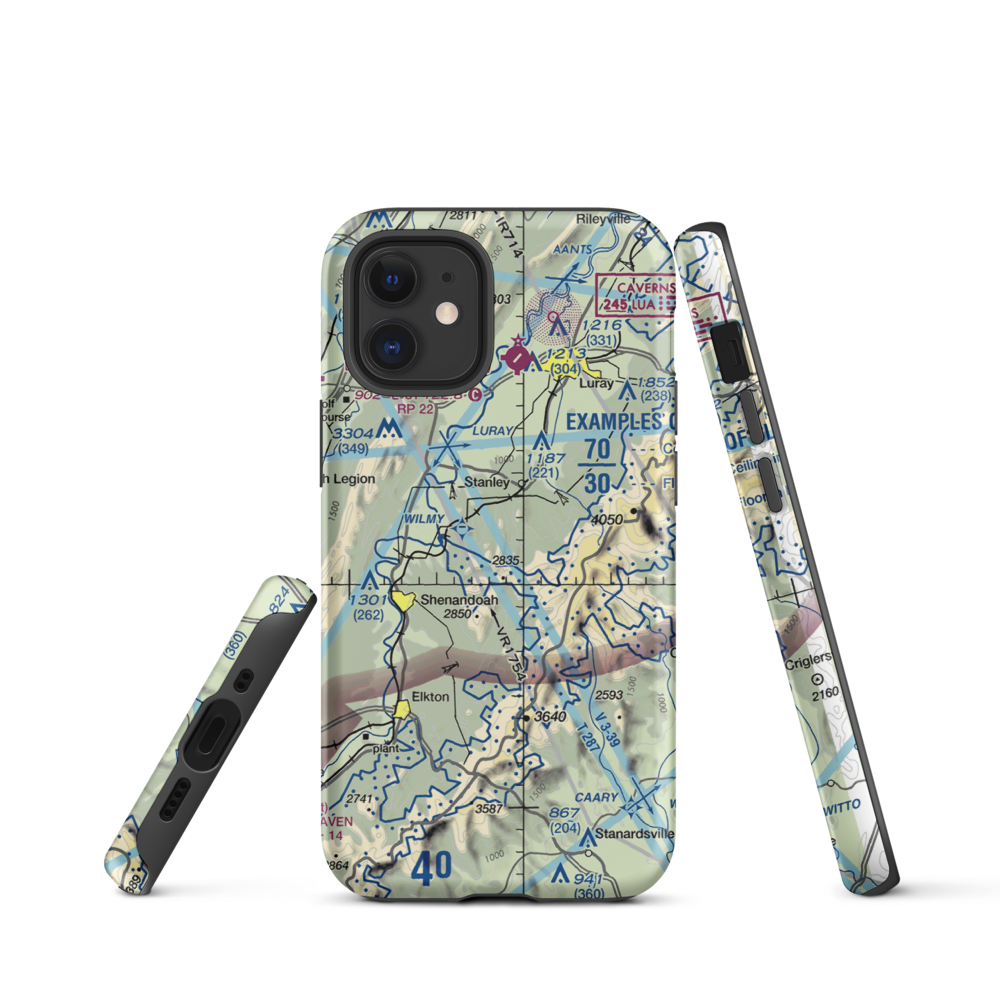 Hidden River Airport (89VA) VFR Sectional  Tough iPhone Case iPhone 12 mini model shown