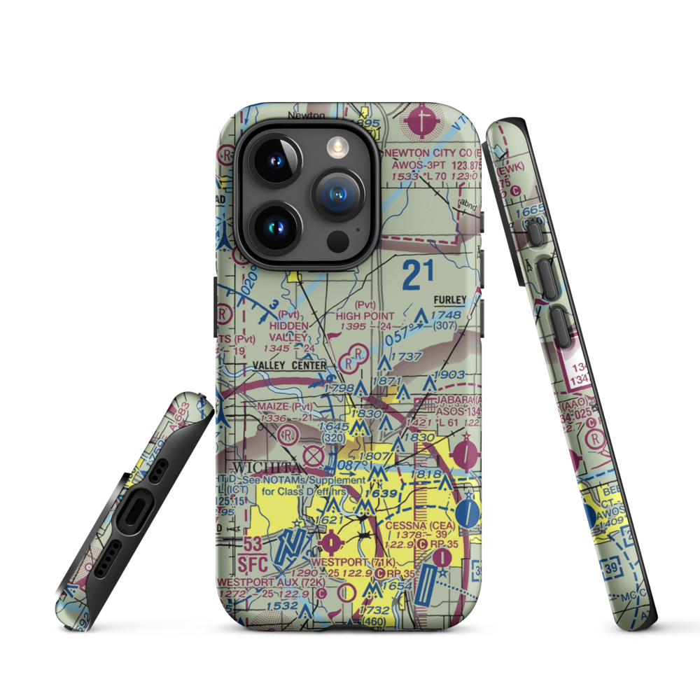 Hidden Valley Airport (46KS) VFR Sectional  Tough iPhone Case iPhone 15 Pro model shown