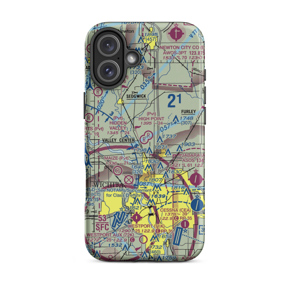 Hidden Valley Airport (46KS) VFR Sectional  Tough iPhone Case iPhone 16 Plus model shown