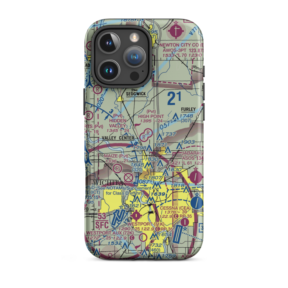 Hidden Valley Airport (46KS) VFR Sectional  Tough iPhone Case iPhone 16 Pro Max model shown