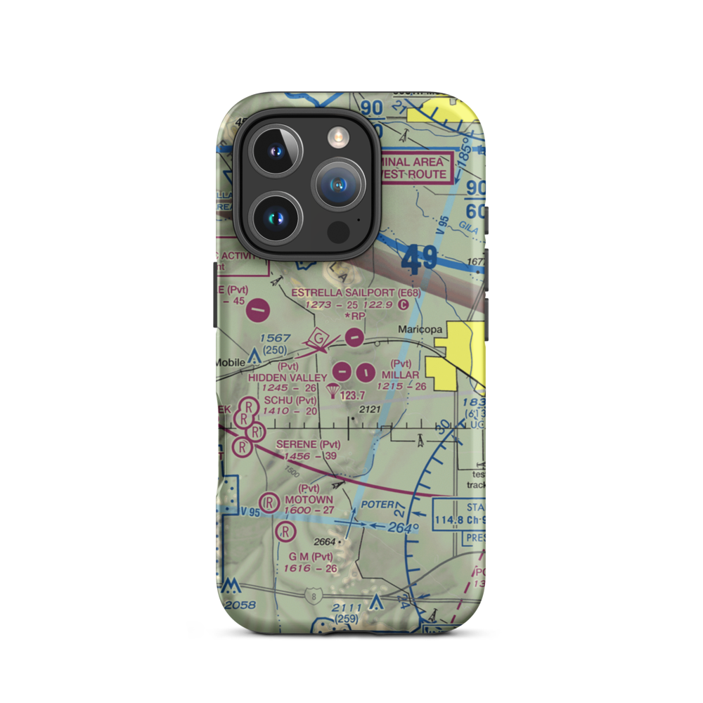 Hidden Valley Airport (AZ43) VFR Sectional  Tough iPhone Case iPhone 16 Pro model shown