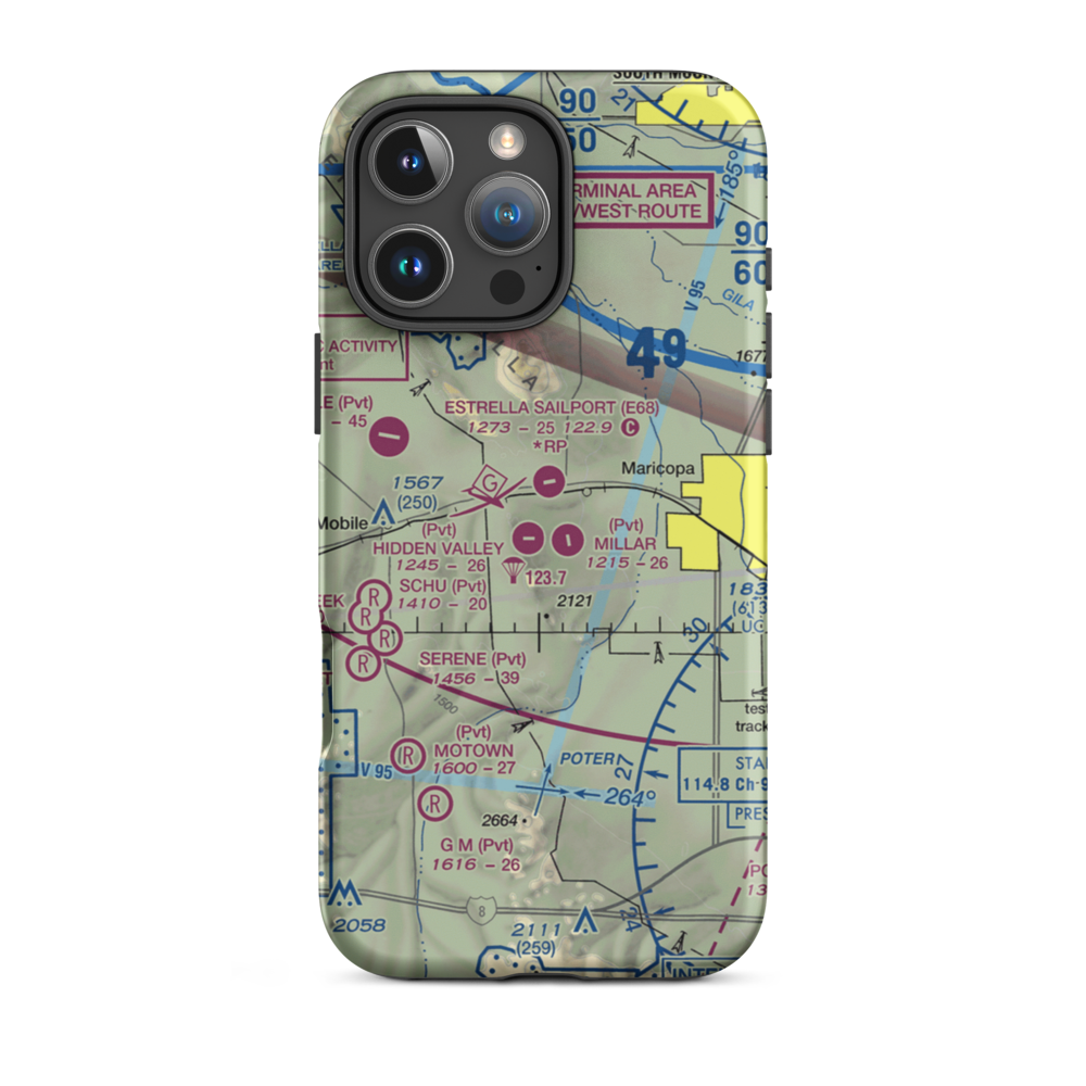 Hidden Valley Airport (AZ43) VFR Sectional  Tough iPhone Case iPhone 16 Pro Max model shown