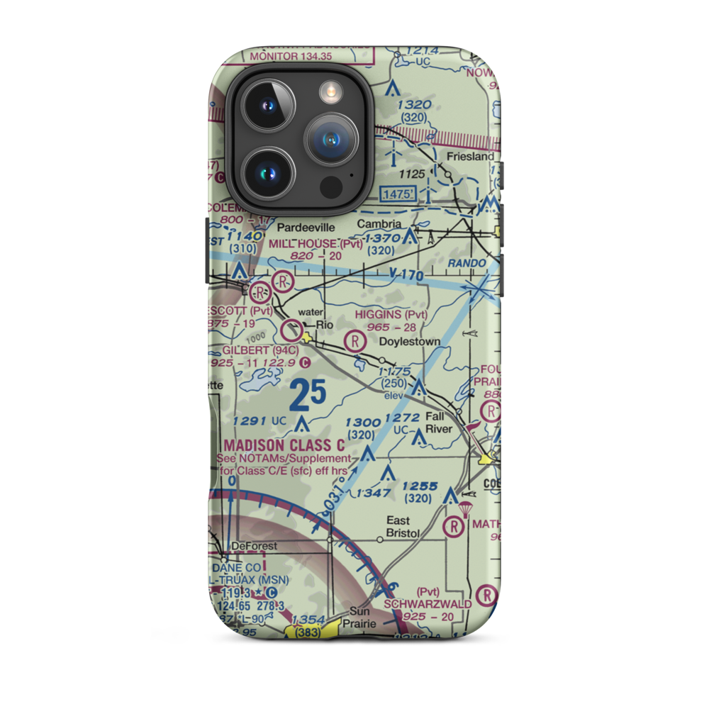 Higgins Airport (7WI2) VFR Sectional  Tough iPhone Case iPhone 16 Pro Max model shown