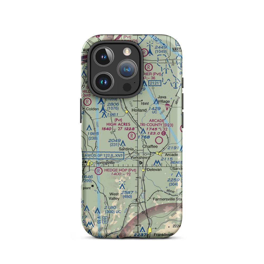 High Acres Airport (85NY) VFR Sectional  Tough iPhone Case iPhone 16 Pro model shown