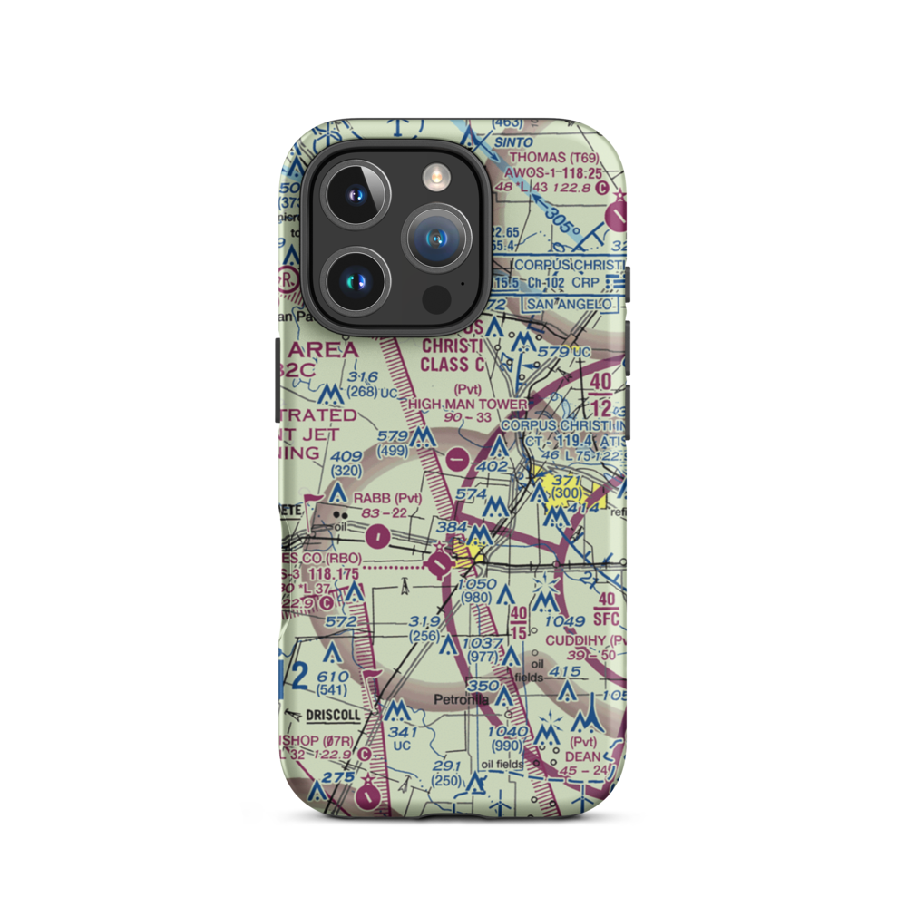 High Man Tower Airstrip (TE62) VFR Sectional  Tough iPhone Case iPhone 16 Pro model shown