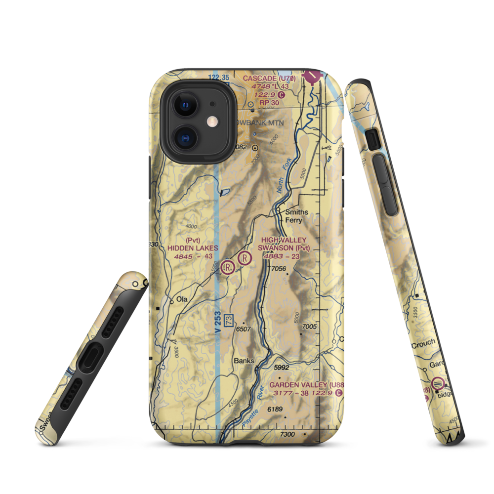 High Valley Swanson Airport (ID35) VFR Sectional  Tough iPhone Case iPhone 11 model shown