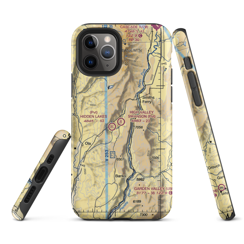 High Valley Swanson Airport (ID35) VFR Sectional  Tough iPhone Case iPhone 11 Pro model shown