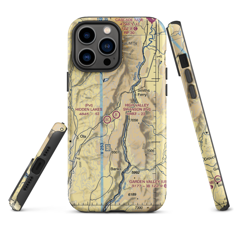 High Valley Swanson Airport (ID35) VFR Sectional  Tough iPhone Case iPhone 13 Pro Max model shown