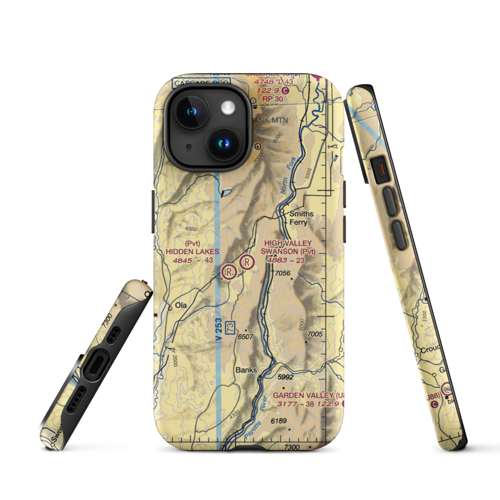 High Valley Swanson Airport (ID35) VFR Sectional  Tough iPhone Case iPhone 15 model shown