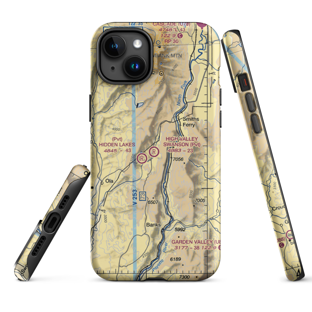 High Valley Swanson Airport (ID35) VFR Sectional  Tough iPhone Case iPhone 15 Plus model shown